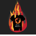 Black t-shirt on droved flames around it. Earth pic at T-shirt and text Tsimi Merch.